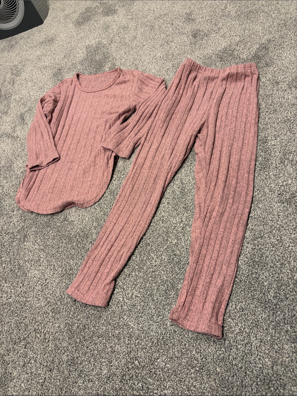 SHEIN Ribbed Two-Piece Set - Dusty Rose